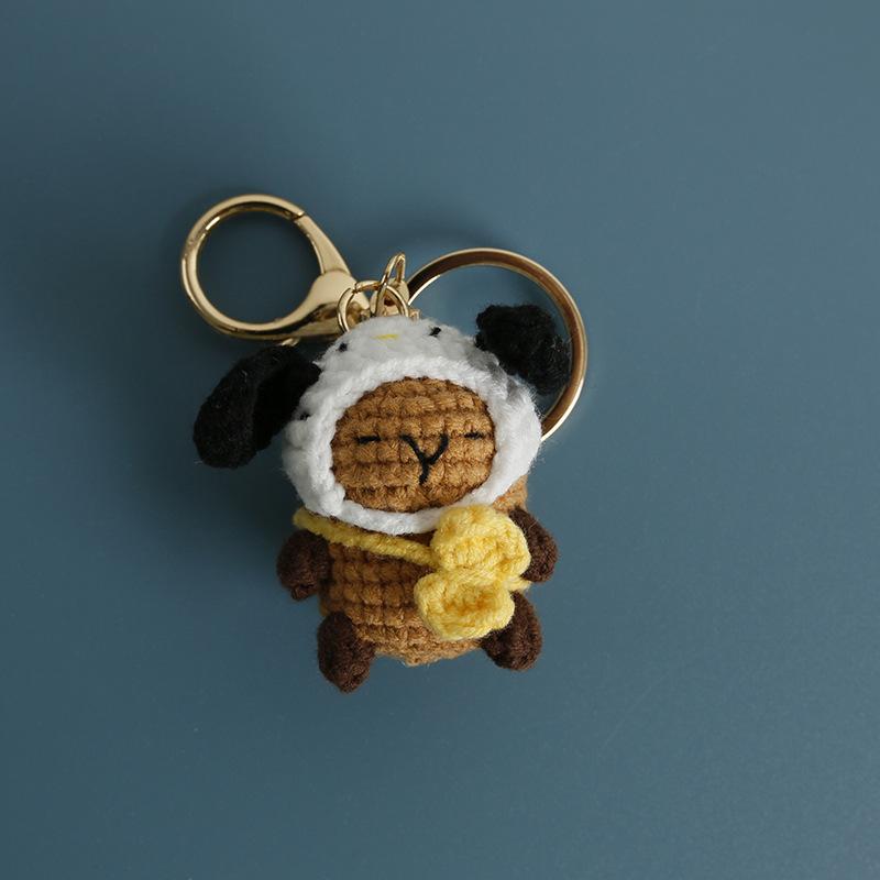 Funny Kapibala Crochet Keychain Kintted Animal Pendent Creative Car Keyring Handmade Animal Bag Pendent