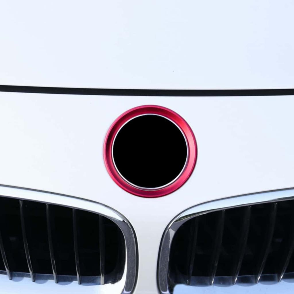 1Pc 3D Aluminum Car Steering Wheel Front Rear Black Emblem Badge Surrounding Ring Sticker for 45mm Logo/74mm Logo/82mm Logo