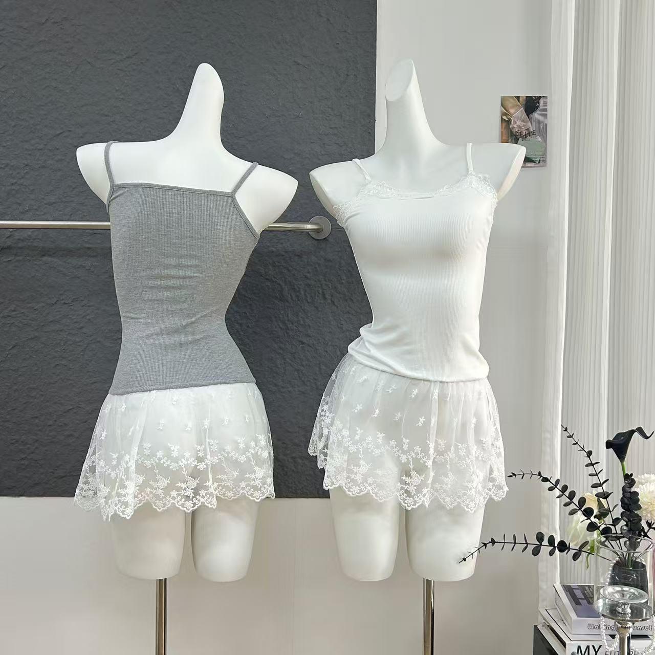 

Кружевной лоскутный сексуальный топ-майка - Женский утягивающий талию топ без рукавов XL Premium серый