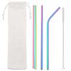 Gold Reusable Straw 304 Stainless Steel Sharp Straw Metal Drinking Straws with Cleaner Brush for Bubble Tea Smoothie Milkshake