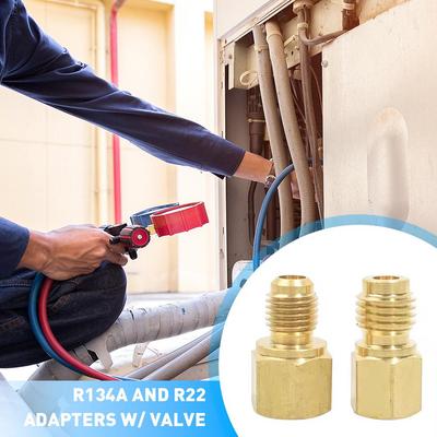Ac Refrigerant Adapter R134a R22 Gas Charging Conversion Kit For Car Home Air Conditioning Systems Refrigerant Converter Q8k7