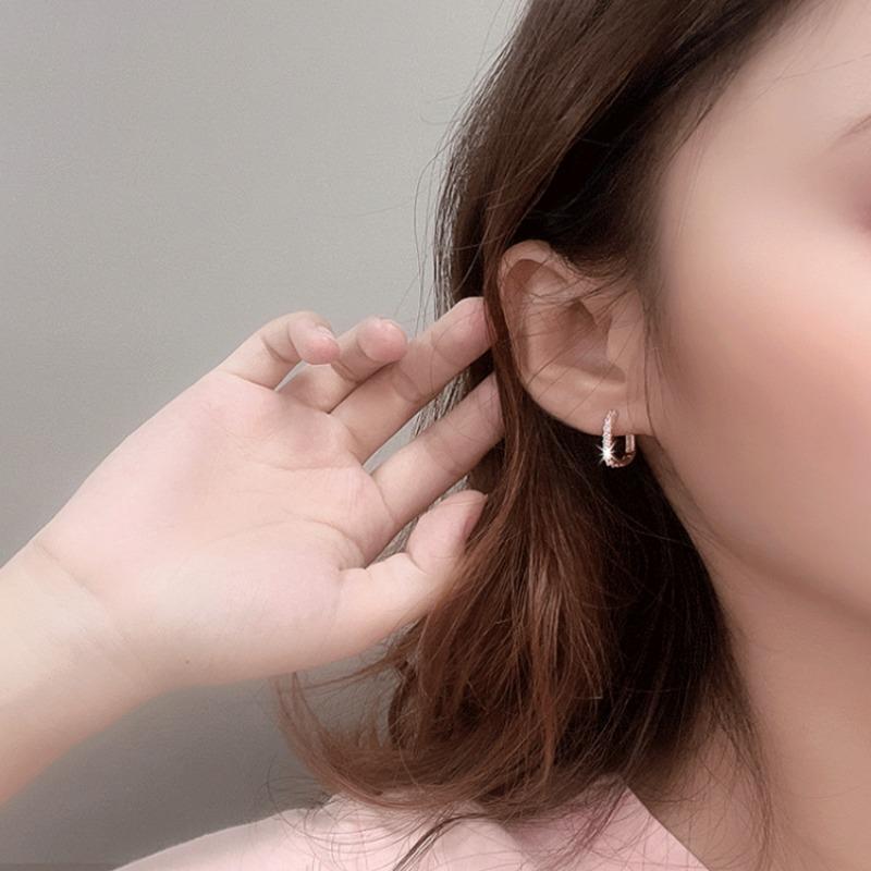 925 Sterling Silver  Circle Hoop Earrings for Women Fashion Luxury  Crystal Zirconia Earrings Party Wedding Versatile Jewelry