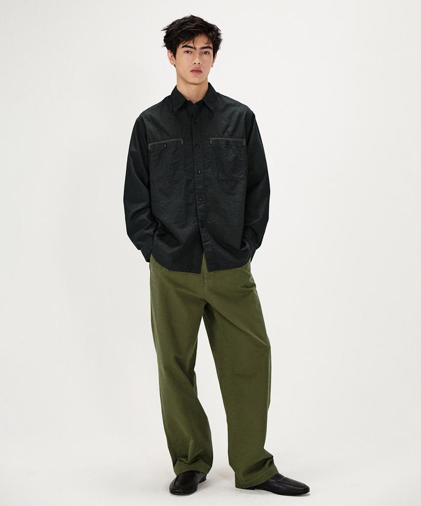 SHIRTER Cotton Drill Wide Chino Pants (Olive)