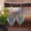 Bohemian Ethnisch Lang Blau Acryl Kristall Wassertropfen Ohrringe für Damen Retro Temperament Geometrisch Hängende Ohrringe Schmuck