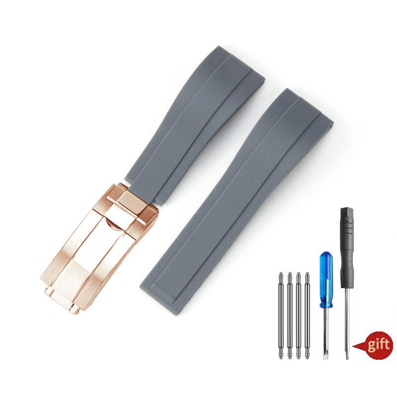 Watchband 20mm Nature Soft Silicone Rubber Watchband For Rolex Watch Strap Daytona Submariner GMT OYSTERFLEX Bracelet Folding Buckle