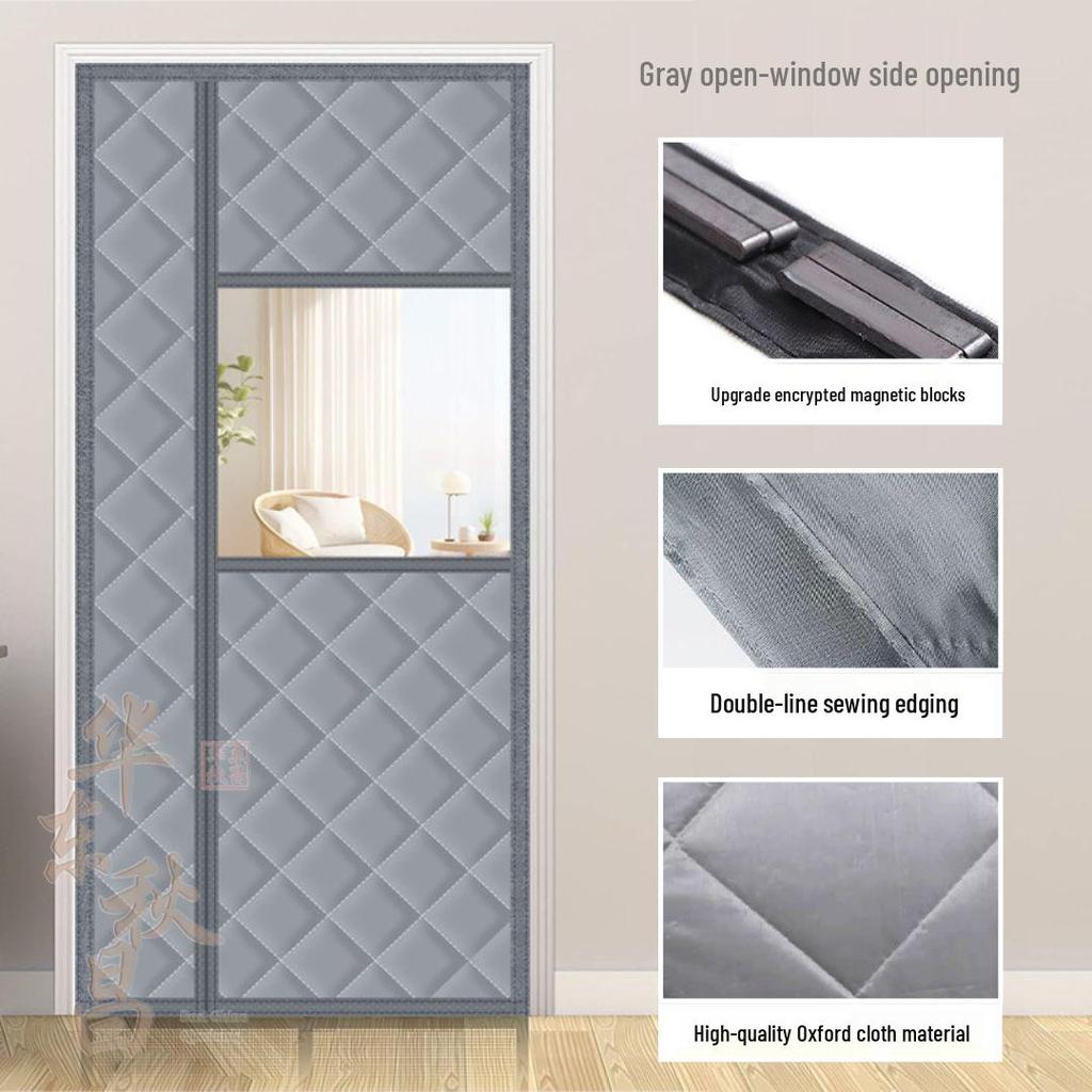Winter Geïsoleerd Winddicht Katoenen Deurgordijn met Magnetische Zuiging - Warme Huis Airconditioning Barrière, Geen-Boor Scheidingswand Installatie