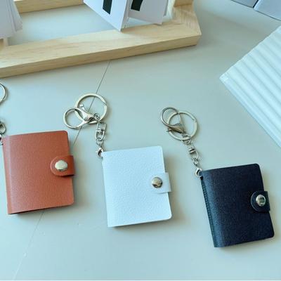 Portable 2 Inch Mini Photo Album with Keychain 20 Pockets Keychain Mini Album Snap Button Design Backpack Keyring