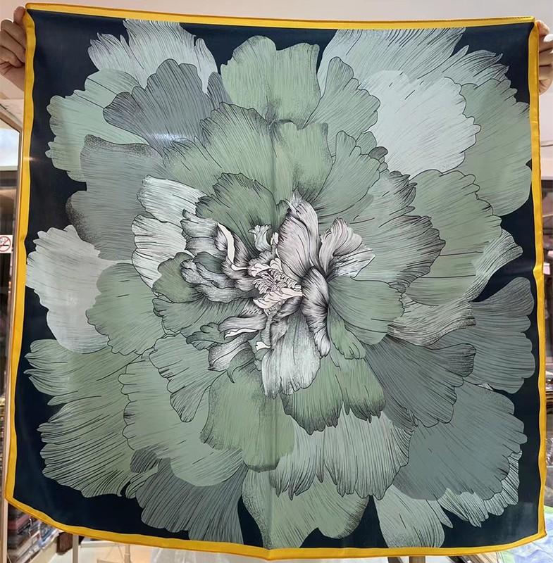 Lenço Quadrado de Cetim de Seda 100% Puro Alta Qualidade para Mulheres Estampado Bolsa de Mão Pulseiras de Pulso Xale Feminino Lenço de Pescoço Foulard