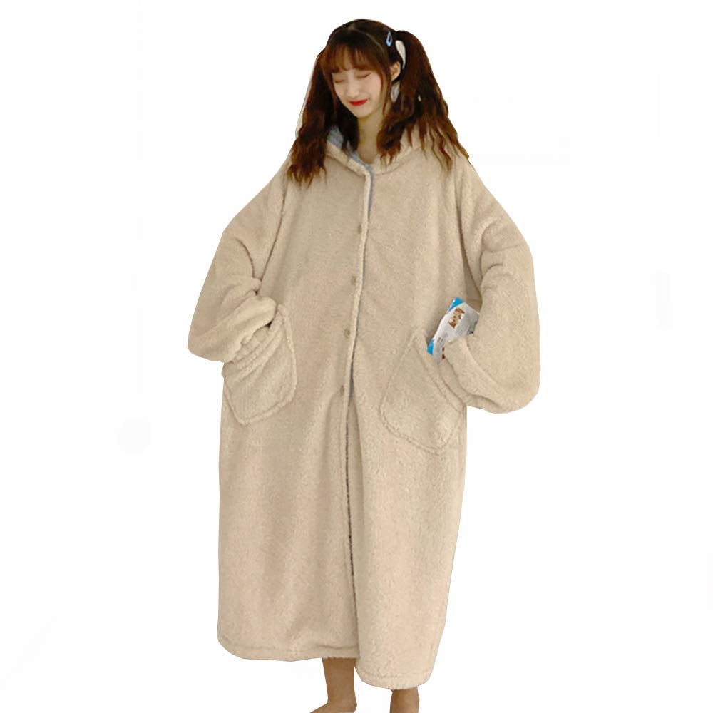 

Osseoca Winter Pajamas, Dinosaur Romper Overalls, Kigurumi Loungewear, Fluffy, for Cold Weather (Beige)