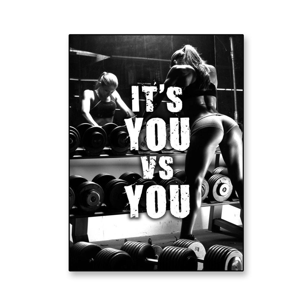 

Плакат для фітнесу Це ти проти тебе Плакат для жінок у спортзалі Мотиваційний друк Бодібілдінг Важка атлетика Прикраса офісу для дому 21x30 No Frame