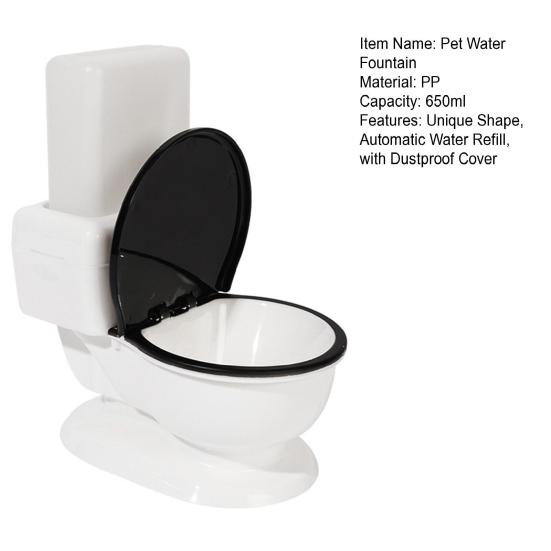 650ML Dispenser d'acqua per toilette per gatti Alimentazione automatica Design a sifone con coperchio antipolvere