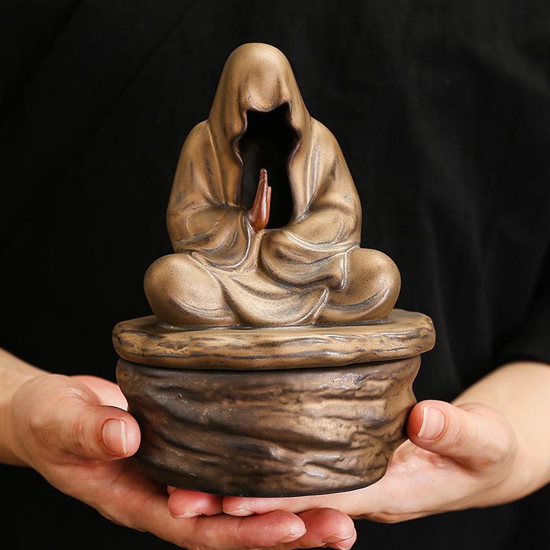 Creative Ceramic Gilded Iron Glaze Formless Zen-inspired Incense Burner Chinese Retro Style Split Design Tea Ceremony Decoration