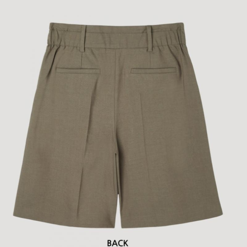 [ShS S miSS] Linen Blend Wide Half pantS SwwSpp22080 Br