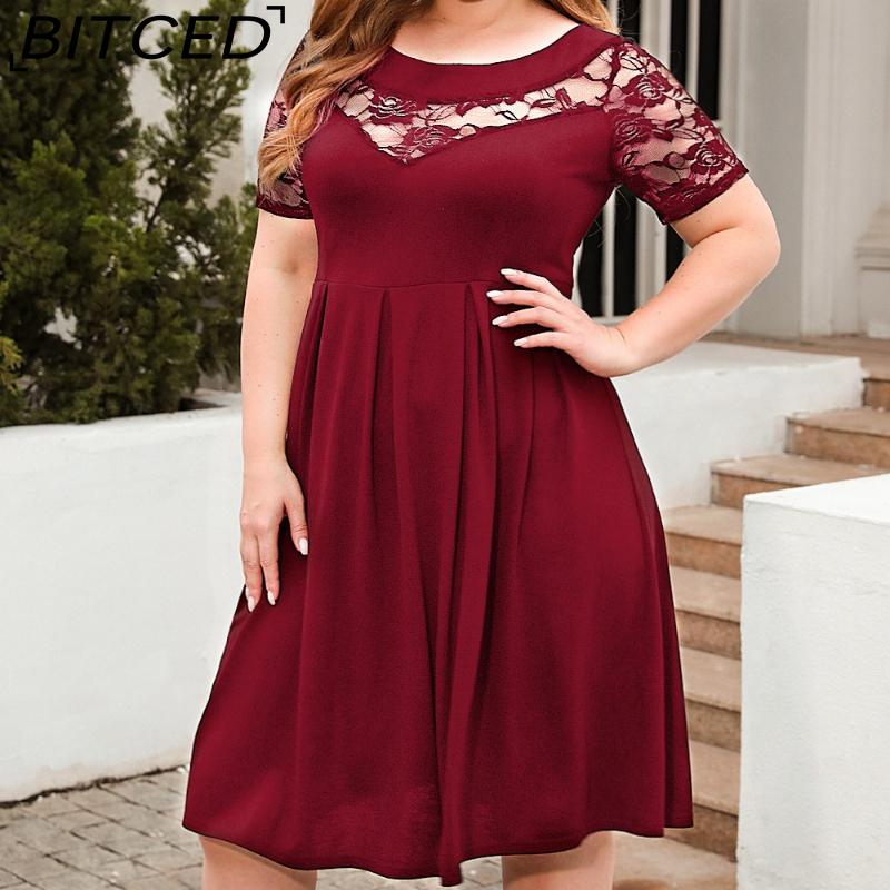 BITCED Lace Cutout Casual Loose Dress Vacation & Commute Dress Plus Size Women's Apparel