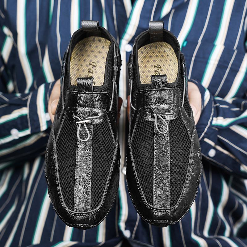 Men's Loafers Fashion Casual Leather Mesh Original Men's Sneakers Shoes Outdoors Work Leather Shoes Men's Shoes Free Shipping