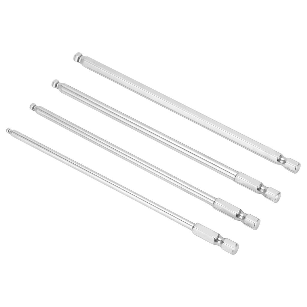 4 Stück Sechskantschraubendreher-Bit-Set S2 Stahl Magnetisch Metrisch Kugelkopf Sechskantbits 1/4 Zoll Sechskant-Schaft 150mm
