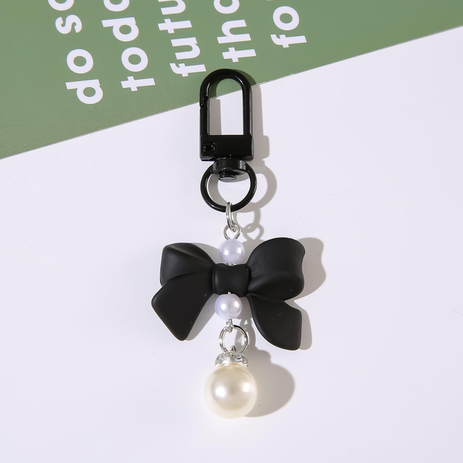 

Bow-knot Textured Lacquer Resin Pendant Mobile Phone Accessory Earphone Pouch Keyring Charm Accessory Handbag Clothing Student Gift One Size чорний