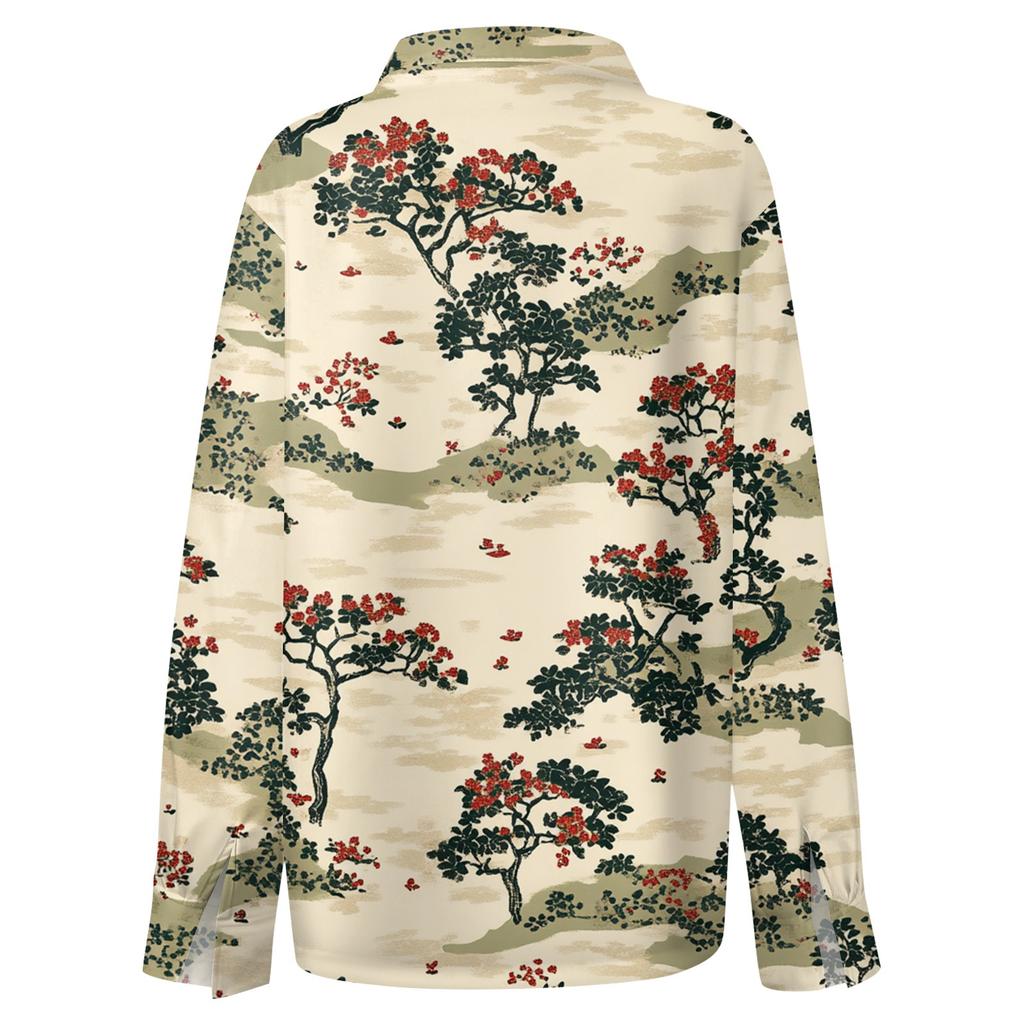 Skjorte for kvinner Bluse med knapp Langermet Uformell Basic skjortekrage Vanlig topp