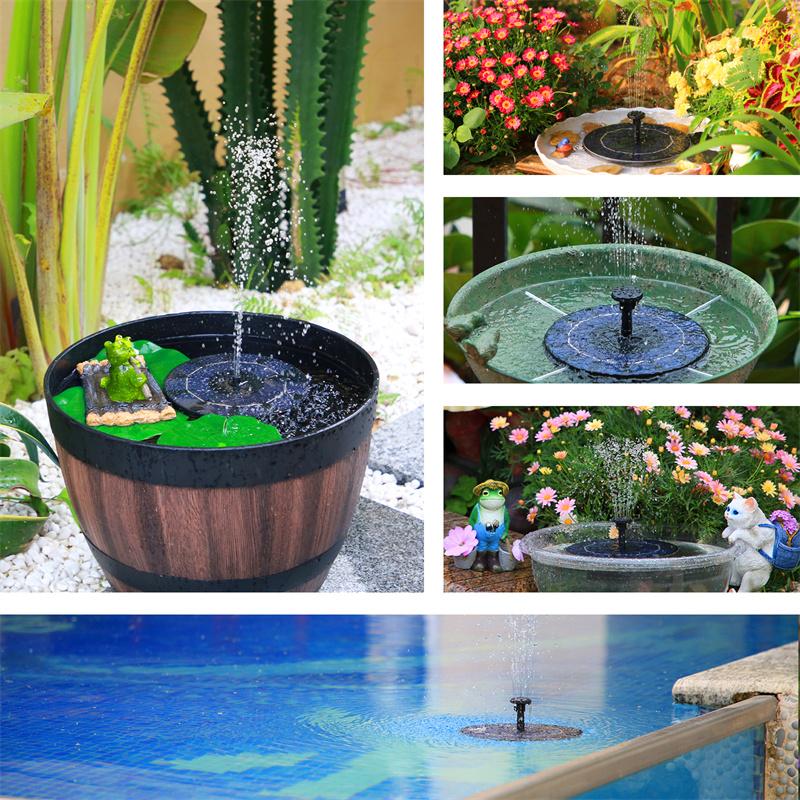 1.5w/2.5w/3.5w Solar Bird Bath Fountain Pump,with 6 Nozzles Solar Powered Water Fountain for Garden Pool, Aquarium and Outdoor