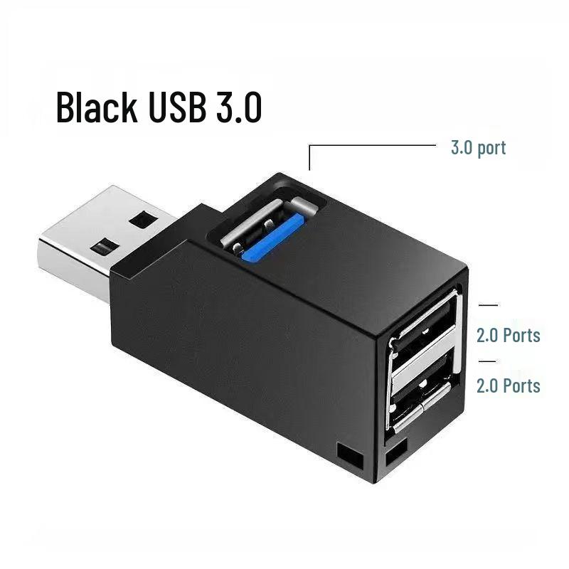 USB 3.0 Hub Splitter: One-to-Three Ports for Flash Drives, Phones, and Computer Charging