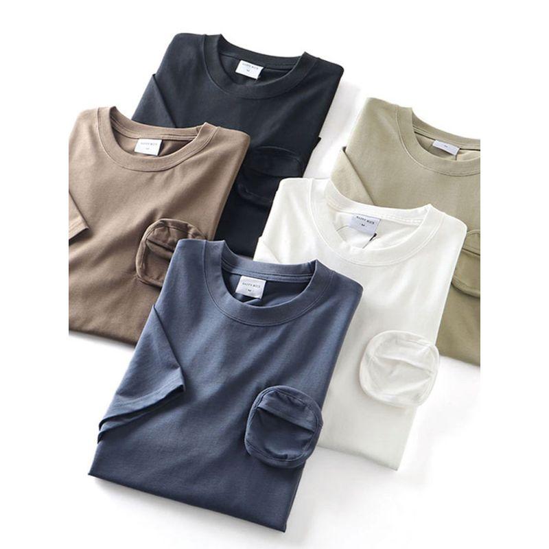 American Workwear Three-Dimensional Pocket Pure Cotton Short Sleeve T-Shirt Men's 2024 New Arrival Trendy Base Shirt Export Cotton T-shirt
