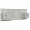 Headboard with Nightstands Concrete Grey Particleboard