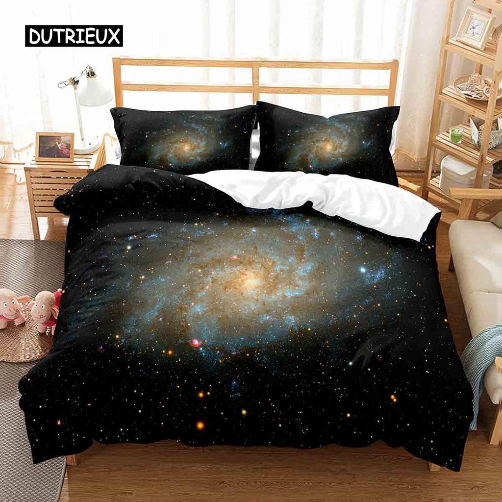Hubble Image King Queen Duvet Cover Vast Starry Sky Bedding Set Bright Universe Landscape Quilt Cover Polyester Comforter Cover