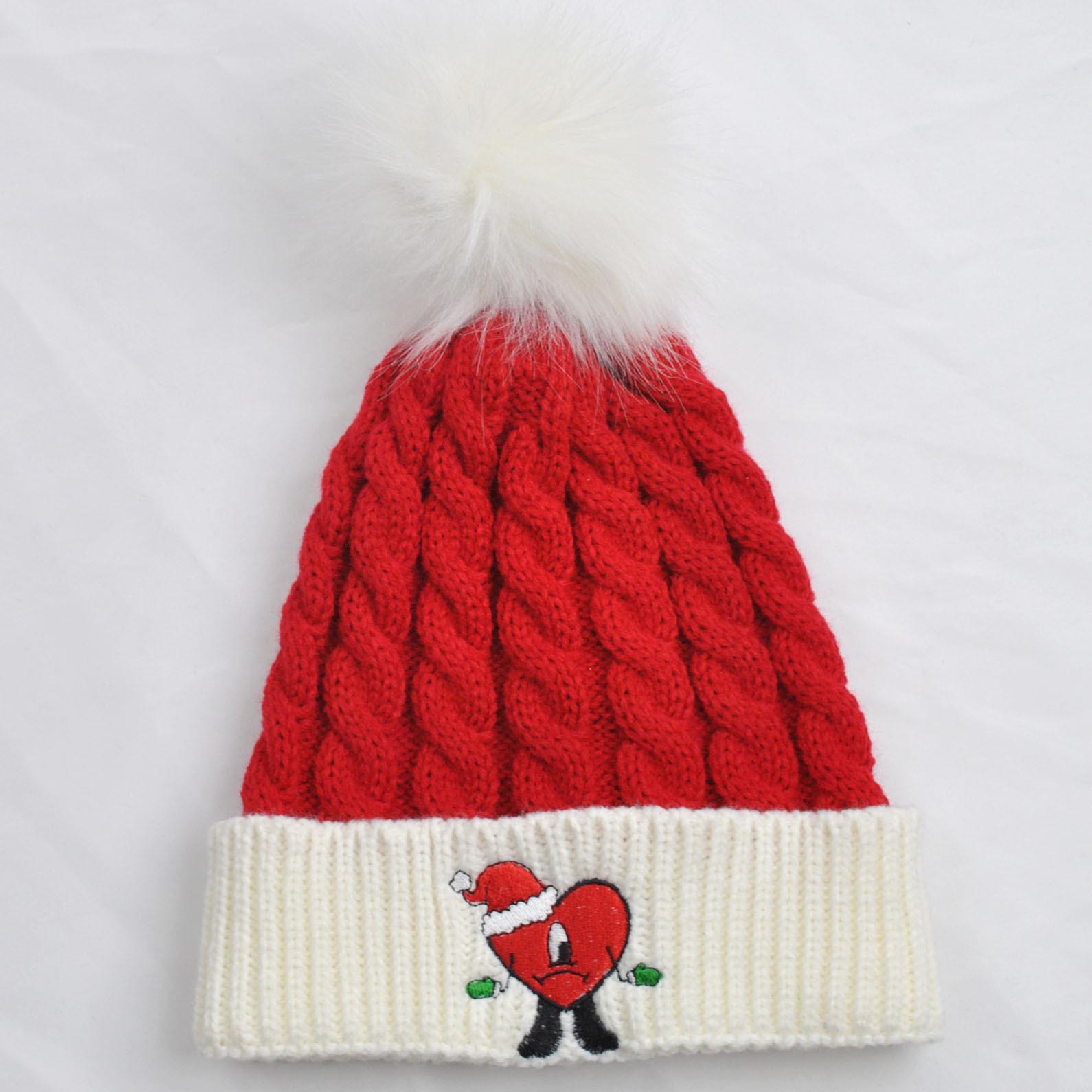 Женская шерстяная шапка с помпоном и кабельным узором - Осенне-зимняя теплая рождественская шапка Adult (54-59cm)