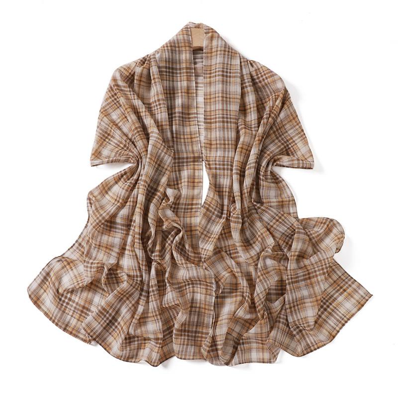 175*70CM New Plaid Print Islam Long Chiffon Scarf Wrapped Scarf Muslim Women's Hijabs Shawl Ramadan Female