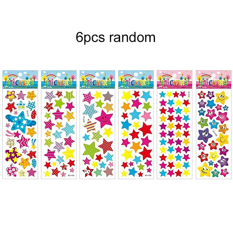 

6/12pcs 3D Bubble Stickers Cartoon Cute Star Design for Children Sticker Toys Kids Birthday Christmas New Year Gifts TMZ