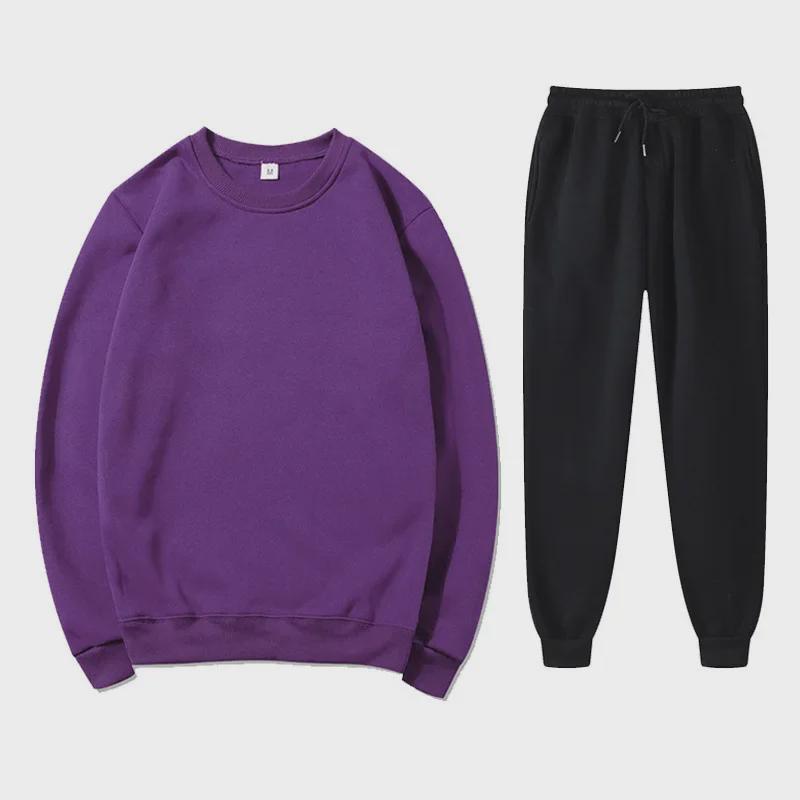 Unisex Autumn/Winter Fleece Sweatshirt & Sweatpants Set: Casual, Loose Fit
