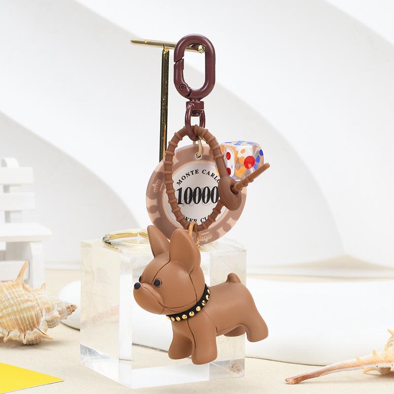 3D French Bulldog Keychain - Cute Dog Figurine for Bags & Cars, Small Gift Pendant