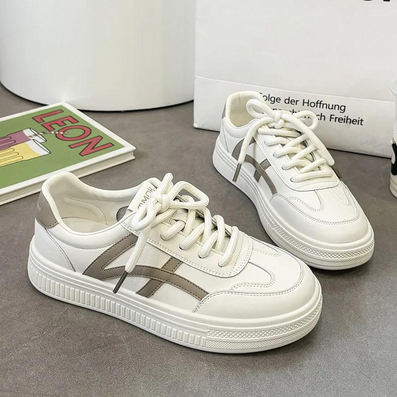 Fashion New Women Breathable Casual Lightweight Sneakers Lace-up Vulcanized Shoes Ladies Soft Sole Wear-Resistant Sneakers Female Shoes