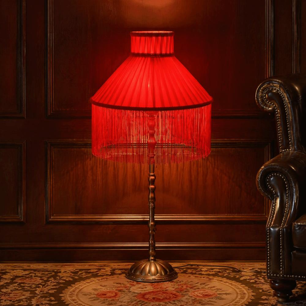 Vintage Style Fabric Lampshade European-style Retro Lampshade Tassels E27 Lampshade  Bedside Lamp