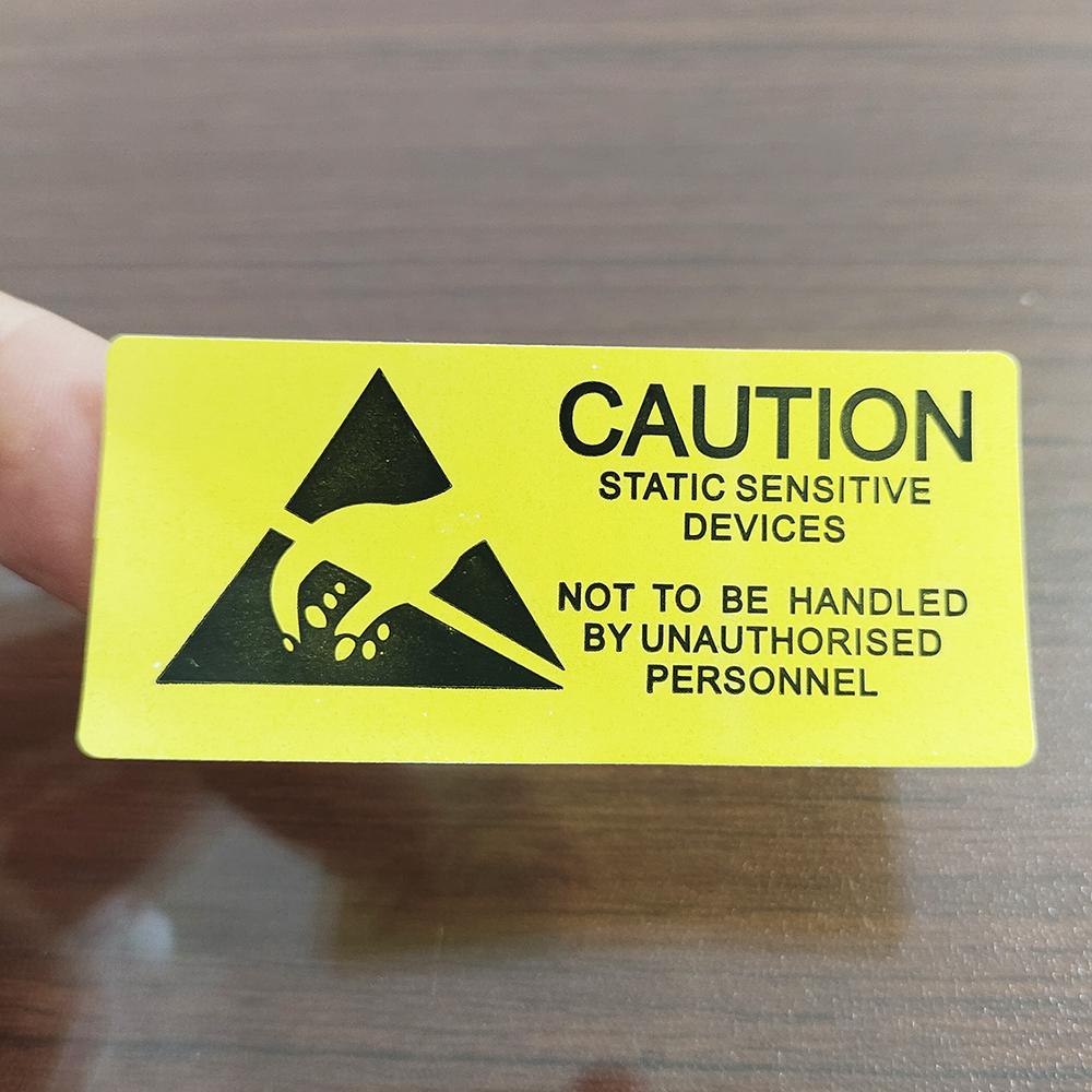 100pcs CAUTION STATIC SENSITIVE DEVICES Electronics Products Safety Warning Label Static-free Workstation Reminder Sticker