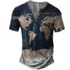 Men V Collar Button Vintage T Shirt , Summer Fashion Short Sleeve Punk T Shirt .