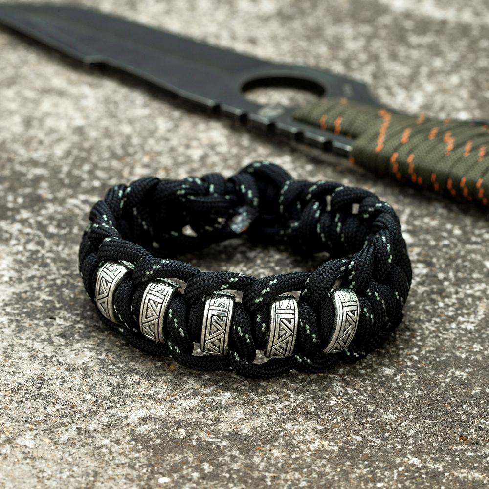 Vintage Vikingové Runy Náramek pro přežití Muži Norská Runová Pletená Šňůrka Náramek na zápěstí Náramek Ženy Přívěsek Amulet Ručně vyráběné Šperky Dárek