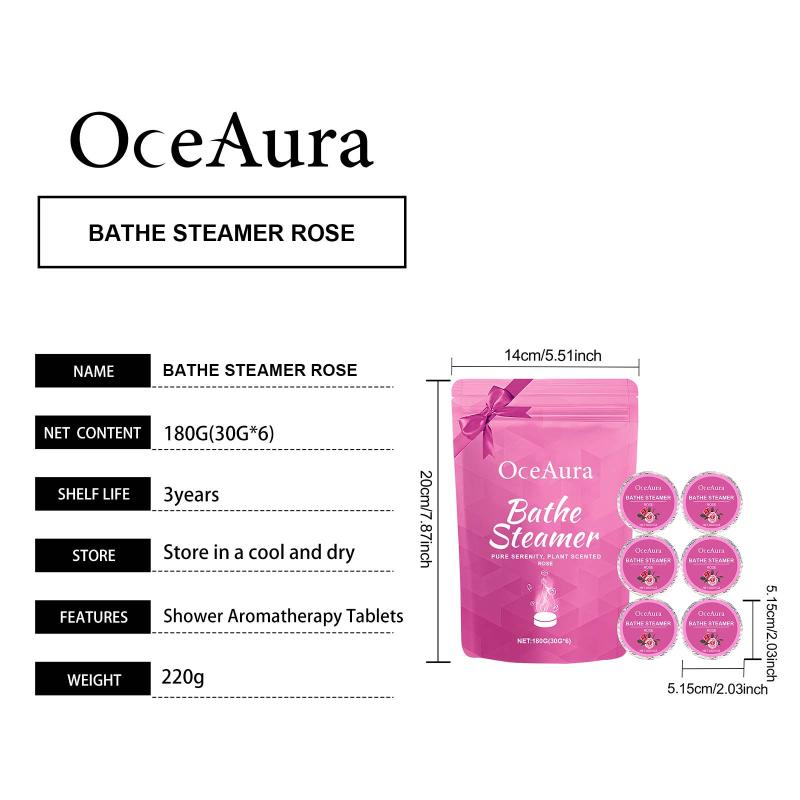 Oceaura Rose Scent Steam Aromatherapy Bath Tablets Fragrant Bath Gentle Clean Comfort Body Skin Care