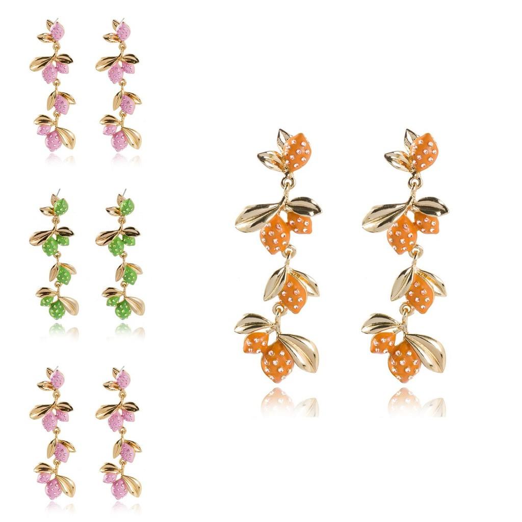 Chic Metal Plated Fruit Earrings For Women Unique Summer Jewelry