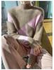 2025 Autumn/Winter Color Block Women's Half-High Collar Knit Sweater