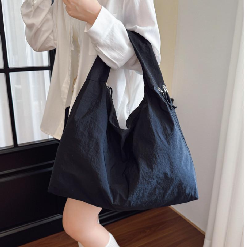 Simple Solid Color Large Capacity Women Casual Shoulder Tote Bag For Daily Use