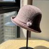 Autumn and Winter Woolen Women's Fisherman's Hat Korean Style Mother's Hat Plus Velvet Thick Warm Cotton Basin Hat for Middle Aged and Elderly People