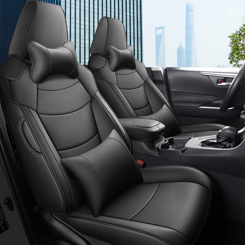 Custom Car Seat Covers Full Set For Toyota RAV4 2019-2025 Waterproof Leather Seat Cushion Protective Cover Interior Accessories