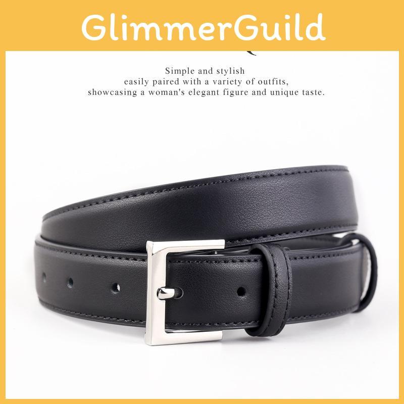 Classic Leather Belt For Women With Silver Pin Buckle And Casual Style
