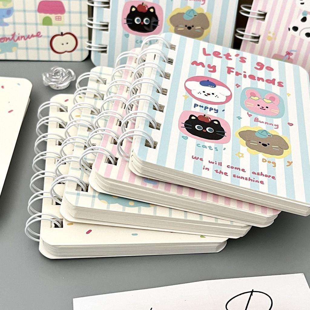 Student New Ins Cute Animal Coil Notebook A7 Pocket Notebook High-looking Student Mini Portable Horizontal Notebook Stationery