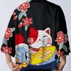 Japanese Kimono Yukata Samurai Kimono Man Cat Print Shirt Clothing Harajuku Cardigan for MenTraditional Haori Kimono
