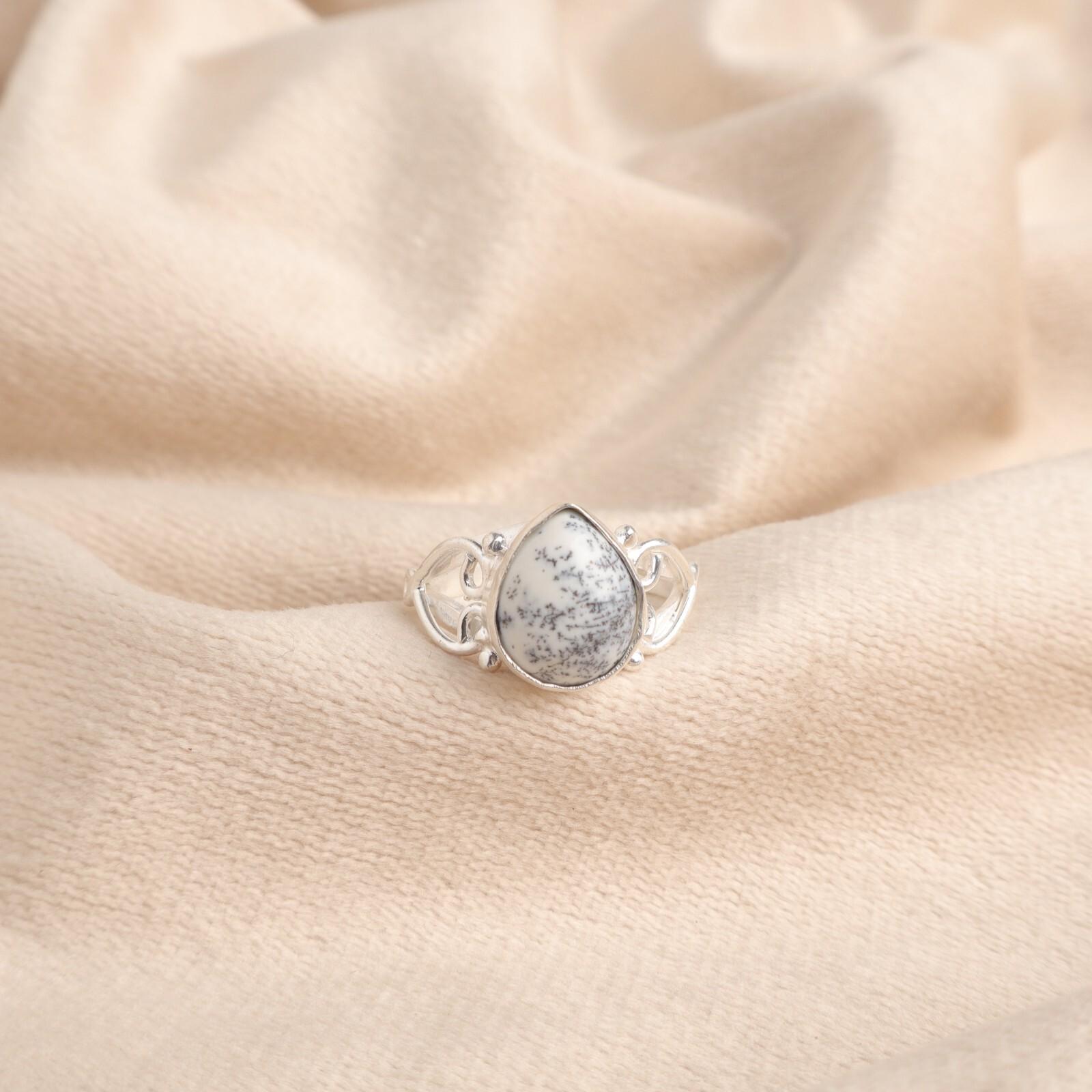 

Natural Dendrite Opal Gemstone 925 Sterling Silver Jewelry Handmade Women Ring RR-46-23 13