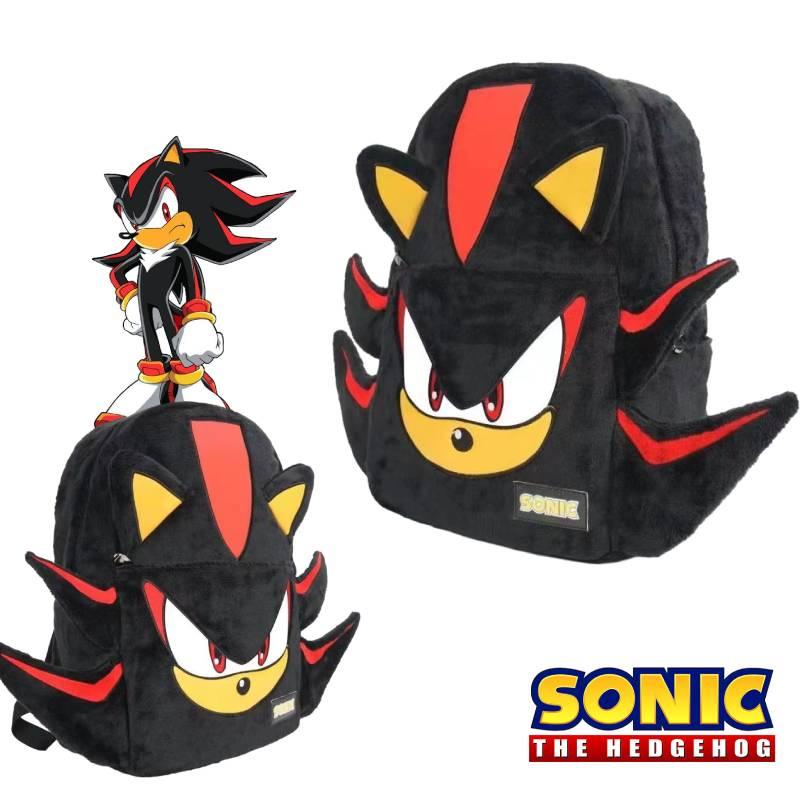 Wlags Handmade Sonic Shadow Black Backpack Plush Material Modern Cool Style