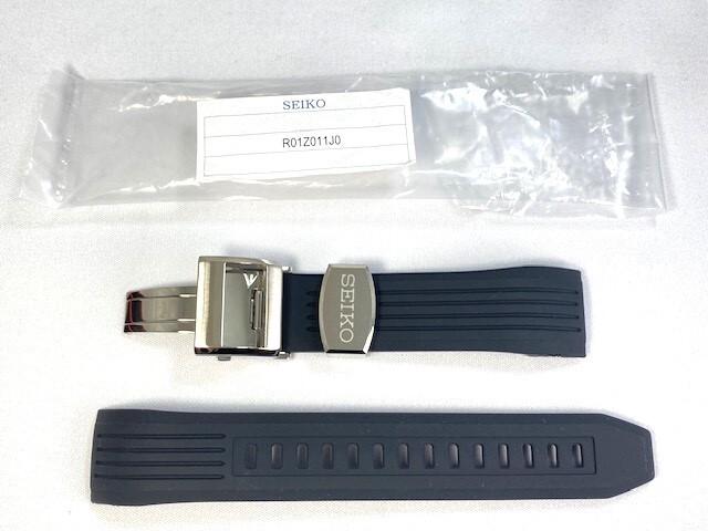 R01Z011J0 SEIKO Astron 22mm Silicone Band with for Buckle, Black, SBXB015/ 8X82-0AC0