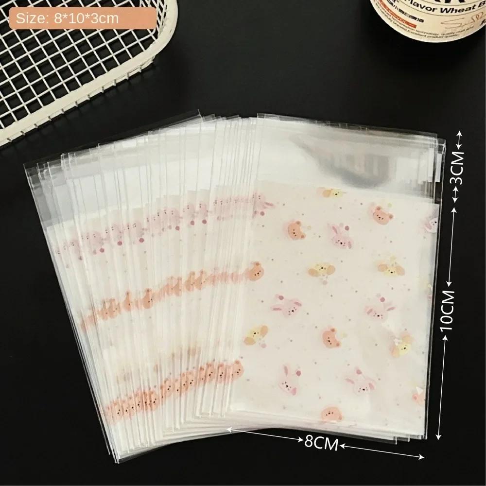 50PCS Cute Animal Candy Gift Bags Plastic Transparent Cookies Baking Packaging Bag Self Adhesive Kpop Card Bag Package Supplies